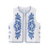 New Matching Color Embroidery Fashion Vest 6895054-Outfit