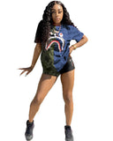 Shark Camo Colorblock Print Two-Piece