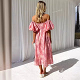 Spring And Summer New Seaside Holiday Bubble Sleeves To Close The Waist Temperament Dress
