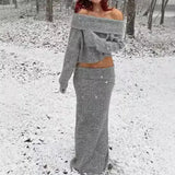 The Autumn Of 2025, The New Fashion Knitted Shoulder Collar Skirt Two-Piece