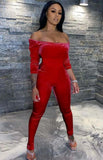 Off Shoulder Fitted Velour