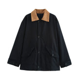 2024 Winter New Women's Street Fashion Loose Windbreaker Jacket Coat W063 9137-Outfit