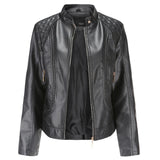 Women Faux Leather Jacket 2021 Ladies Solid With Belt Zipper Biker Coat Female Pu Streetwear Oversized Casual