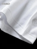 Letter Graphic T-Shirts For Women 2024 Summer Cotton Short Sleeve Tees Tops Casual Tee Shirt O-Neck Pullover Female-Outfit