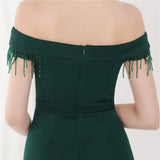 Fringe Tassels Off Shoulder Formal Mermaid Evening