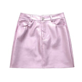 New Spring Style Slim And Tall Waist PU Miniskirt-Outfit