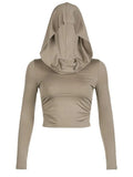 Wrinkled Hooded Long Sleeve Crop