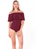 Sexy Off-the-shoulder Short Sleeves Solid Ruffles