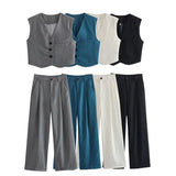 New Four-Color Vest Four-Color Casual Trousers Set-Outfit