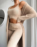 V-neck Temperament Commute Plush Short Pants Three-piece Suit Women's