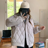 The 2024 Korean Version Of Loose Student Hooded Down Cotton Jacket-Outfit