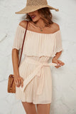 Women's Clothing Station Summer New Word Collar Sexy Folded Five-Sleeve Jump-And-Fleeve Jump-And-Fleeve Jump-And-Fleet