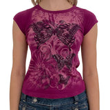 Women Goth Clothes y2k Crop Tops Summer 2024 T shirts Grunge 2000s Trashy Aesthetic Short Sleeve Tees Young Girls Streetwear-Outfit