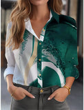 Autumn Fashion Loose Print Shirt Blouse Women's Casual Button Long Sleeve Shirts For Women 2024 White Plus Size Tops-Outfit