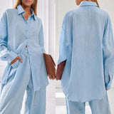 Women's Design And Casual Suit 2025 Spring New Simple Repair Shirt Trousers Two