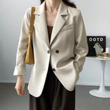 Back Split Silhouette Double Breasted Plus Blazer Beige Khaki Black Autumn Women