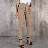 Slim Chiffon Thin Pants For Women High Waist Black Khaki Green
