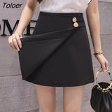 Women Solid Button Simple Summer Chiffon Lightweight Office Lady Mini Skirt All-match Slim Korean Style Fashion