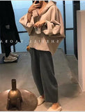 Two Piece Suit Oversize Women suits Wide leg pants set Hoodies Sweatshirt Female Coat Autumn Fleece Harajuku Pullover