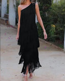 Eso-Shouldered Asymmetric Dress 2025 Spring And Summer