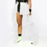 Tutu Skirt Summer Mesh Tulle High Waist Tutu Bustle Skirts Dancing Skirt Ball Gown Solid Color Streetwear Ladies
