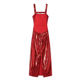 New Style Socialite Stylish Square Collar Vest Evening Dress With Bare Back Sequined Dress-Outfit