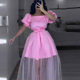 Yarn Stitching Collar Dress Dress Designer Single Sleeve Slanted Wood Ear Dress Party
