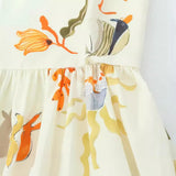 Spring Print Loose Mini Suspender Dress 2986141-Outfit