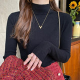 Casual Half Turtleneck Sweater Women Pullover Elegant Long Sleeve Knit Tops New Autumn Winter Basic Jumper Clothes
