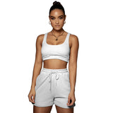 Yoga Wear Multicolor Solid U-Neck Top And Shorts Two-Piece