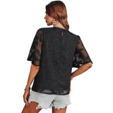 Fashion Solid Color Round Neck Loose Print Chiffon
