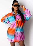 Casual Print Colorful Shorts and Matching Blouse 2PC