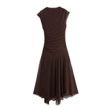 Spring Pure Lust Wind Sexy U-Neck Casual Elastic Waist A-Word Dress