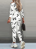 Letter Print Casual Shirt and Pants 2pc