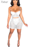 Sexy Two Piece Set Women Skirt Clubwear Black Sheer Mesh Bodycon Mini Dress Sets Rave Wear Wholesale Items