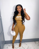 Letter Print Fashion Rib Casual Two-Piece Pants