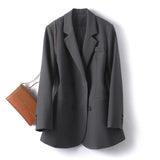 Toloer Small Suit Jacket Female Spring And Autumn Korean Version Loose Temperament Versatile Double Breasted Casual Professional Suit Jacket New-Outfit