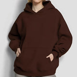 Women's Coat Women's New Fashion Pure Color Loose Casual Temperament Long-Sleeved Hooded Spring Sweater Women