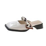 Coarse-Heeled Slippers Women Wear Outside The Summer 2025 New Heel Head Half-Dragging Skirt Lazy Muller
