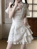 Aging Temperament Fashion New Chinese Style Dress Female Design Sense Irregular Minority Improved Cheongsam Short Skirt-Outfit