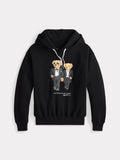 Women's Embroidered Cartoon Bear Doll Long-Sleeved Collar Knitted