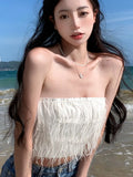Strapless Off Shoulder Vest Tops Crop Women Summer 2022 Sexy Backless Elegant Tube Top Designer Chic Sweet Female Top