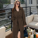 Women's Long-Term 2025 Spring And Autumn Black Korean Version Of Large-Size Small Man Popular British Wind Coat Over The Knee