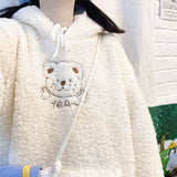 Deeptown Kawaii Hoodies Women Winter 2021 Fashion Embroidery Funny Print Pullover Long Sleeve Cute Tops Casual Women