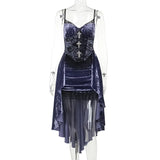 Autumn New Dark Style Fashion Temperament Sexy Slim Purple Suspender Tail Dress Women's Dress-Outfit