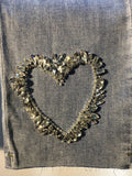 Women's Jeans High Waist Rhinestone Heart Patchwork Pocket Denim Solid Color Straight Pants 2024 Spring New Fashion 29L700-Outfit