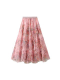 Splicing Color Flower Mesh Dress Dress Girl 2025 Spring Court Style Temperament Cake Skirt