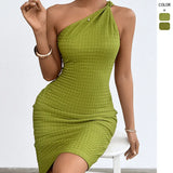 Women's Out-Shoulder Foam Short-Sleeved Folded High-Waisted Summer Solid-Colored