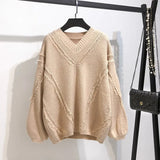 Autumn Winter Sweater Women 2019 V-neck Knitted Pullover Female Soft Basic Cashmere Jumper Casual Loose