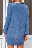 Button Down Dropped Shoulder V-Neck